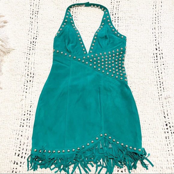 X by NBD Nomi Leather Mini Dress in Green - Picture 2 of 6